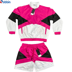 Conjunto Deportivo de Nylon Transpirable y Cómodo, Estilo Hip Hop, Chaqueta Corta con Cierre y Parches con Logotipo Personalizado, Pantalones Cortos Deportivos - Product Image 5