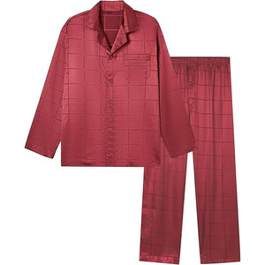 Long Sleeve Men Night Suit Button <b>Down</b> Collar Long Pants Set Drawstring Waist Soft Breathable Winter Pajamas Home - Product Image 2