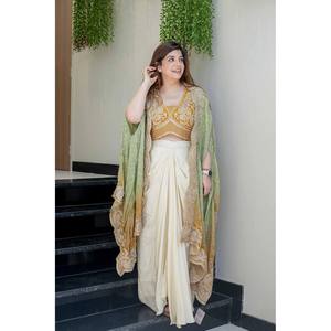 Magnifiques robes de soirée, jupe-blouse et châle assortis pour femmes - Product Image 4