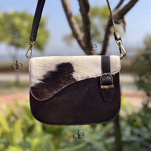 Western Patterned Cowhide Fur Leather Sling Purse Stylish Multi Uses Women <b>Handbags</b> Mini Size Sling Purse - Product Image 1