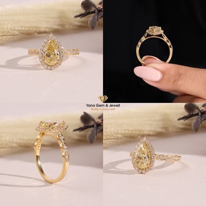 แหวนผู้หญิงทรงลูกแพร์ 2.00 กะรัต สำหรับวันครบรอบ ทองคำแท้ 14K ความใส VS1 เพชรแฟนซีสีเหลืองสดใส เพชร CVD ที่เพาะเลี้ยงในห้องปฏิบัติการ ได้รับการรับรองจาก IGI - Product Image 5