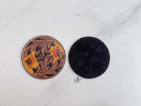 Nouvelle Arrivée 2026 – Sous-verres en Cuir Faits Main, Motif Tournesol Rond, Style Vintage, pour Décoration de Table