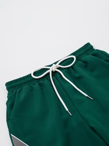 Pantalon large taille haute pour femme avec cordon de serrage - Rayures contrastées vert, blanc et gris - Product Image 6