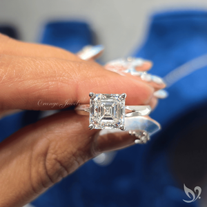 แหวนเพชรทรง Asscher ขนาด 2 กะรัต แบบ Split Shank ทอง 10K สำหรับงานหมั้น สไตล์หรูหรา เหมาะสำหรับเป็นของขวัญขอแต่งงาน - Product Image 5