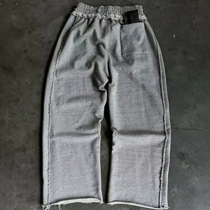 Pantalones Deportivos Personalizados con Logotipo, Estilo Urbano, para Hombre, de Algodón Grueso, Lavado Ácido Vintage, Anchos, Holgados, con Rayas - Product Image 3