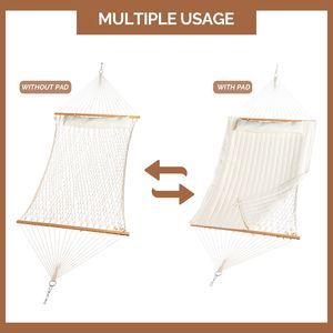 Amaca a Doppio Sacco Robusta con Supporto Regolabile in Metallo per Esterni, Patio, Giardino, Set Amaca per Hotel - Product Image 6