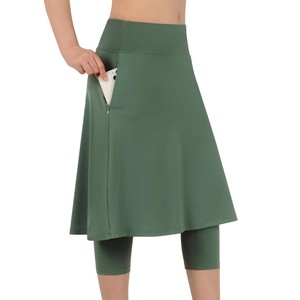 <b>Women</b> Modest Skirt High Waist Solid Customized Color A-Line <b>Skort</b> Pockets Breathable Knitted Casual Mini Eco-Friendly All - Product Image 1