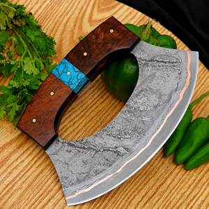Cuchillo de Chef Ulu de Acero de Damasco de 67 Capas Hecho a Mano, Cuchillo de Cocina Forjado con Mango de Madera, Picador de Carne, Apto para Lavavajillas - Product Image 6