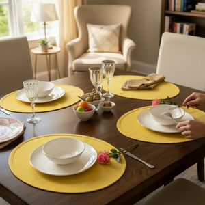 Manteles Individuales Ovalados Tejidos de Polialgodón, Manteles de Lujo para Mesa de Comedor, para Hotel, Hogar, Banquete de Boda, Proveedor al por Mayor en India - Product Image 1