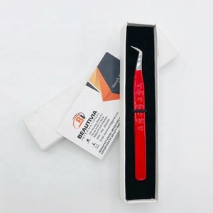 Pinzas de extensión de pestañas de volumen de bota de acero inoxidable de grado quirúrgico profesional 65 grados punta puntiaguda de bota delgada 12cm - Product Image 2