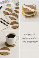 Ensemble de 4 sous-verres en bois pour table à manger, sous-verres en bois de qualité supérieure, support doré, design classique, écologique, personnalisable, durable