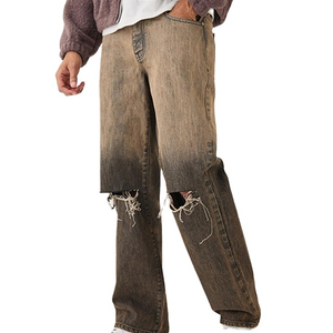 Jean Cargo Homme Coupe Slim Déchiré Multi-Poches Décontracté Lavé Coupe Droite Ample – Nouvelle Collection - Product Image 1