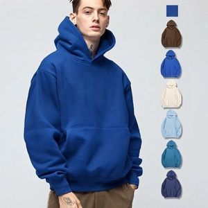 Sweat-shirt à capuche épais 100 % coton pour homme, coupe ample, avec logo imprimé, personnalisable, pour impression floquée - Product Image 4