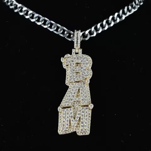 Vertical Letter <b>Pendant</b> Custom Name Moissanite Chain <b>Pendant</b> <b>Initial</b> Letters Vvs Moissanite <b>Pendant</b> Pass Diamond Tester <b>Pendant</b> - Product Image 2