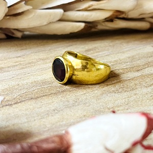 New Trendy Fashionable Boho <b>Garnet</b> <b>Ring</b> Minimalist Brass <b>Rings</b> for Women 18k Gold Plated Chunky Jewelry for Wholesale/OEM/ODM - Product Image 3