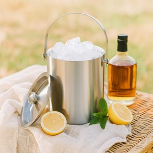 Stylish entertaining contemporary decor luxury dining accessory metallic ice bucket copper finish ice bucket lid ice bucket - Product Image 6