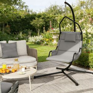 Hamaca Colgante Gris para Patio, Muebles de Exterior Cómodos - Product Image 1
