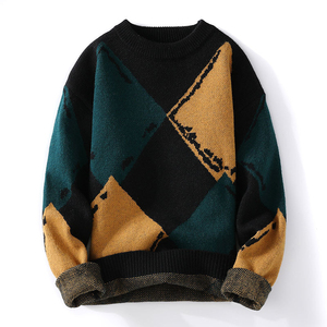 Pulls tricotés 100 % acrylique anti-boulochage et anti-plis pour hommes, à faible MOQ et prix compétitif, avec logo brodé personnalisé, pour l'hiver - Product Image 1