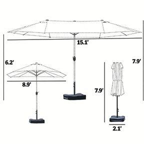 Ombrellone da Terrazza con Base per Esterni, Ideale per Cortili, Giardini e Caffetterie - Product Image 5