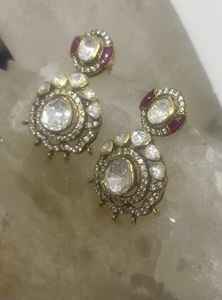Gold Plated Silver <b>Crystal</b> Drop <b>Earrings</b> Oval Cut Rhinestone Flower Design Women's Wedding Classic Jewelry - Product Image 1