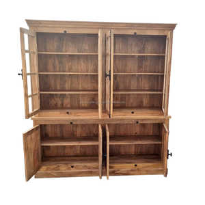 Grand présentoir industriel brun gamme armoire porte en verre élégant vintage 4 tiroirs fait à la main solide salon hôtels écoles - Product Image 2