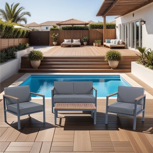 Juego de Muebles de Jardín Modernos de Primera Calidad IPRO, 4 Piezas, Resistentes a la Intemperie, Mimbre de Polietileno, Lavable, Impermeable, Estilo Deportivo - Product Image 1