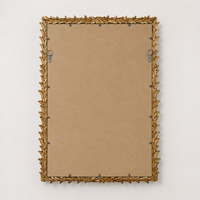 Miroir mural rectangulaire doré de luxe, cadre orné de feuilles, miroir décoratif pour salon, chambre à coucher, décoration murale