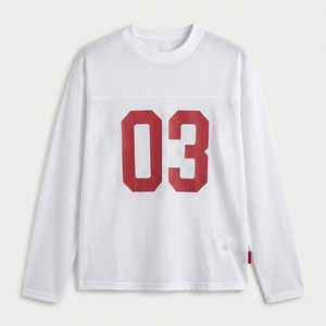 เสื้อฟุตบอลแขนสั้นผ้าตาข่ายระบายอากาศ แห้งเร็ว ทรงโอเวอร์ไซส์ สไตล์สตรีทแวร์ เสื้อยืดกีฬาสำหรับผู้ชาย ผ้าฝ้าย 100% ขายส่ง - Product Image 1