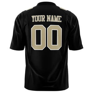 Camiseta de fútbol americano negra sólida de alta calidad para hombre, talla grande, para adultos, de secado rápido, totalmente personalizable. - Product Image 5