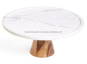 Nouveau présentoir de gâteau et de fruit de marbre de conception avec le présentoir de fruit de base en bois pour le support de décoration de manière d'entrée de cuisine - Product Image 2