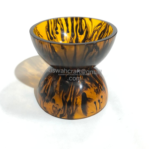 Cuencos de tortuga de color ámbar modernos hechos a mano con posavasos de resina con patrón de mármol para entretener a los invitados y regalos de fiesta - Product Image 4