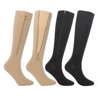 Chaussettes de compression hautes à motif géométrique, vert sarcelle et noir, en Spandex et Polyester, antidérapantes, pour la course et les sports d'été pour adultes - Product Image 3