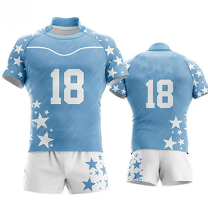 เสื้อรักบี้ผู้ชายสีกรมท่าและสีเหลืองพิมพ์ลายแบบ Sublimated หมายเลข 8 แขนสั้น ระบายเหงื่อได้ดี ทรงพอดีตัว เหมาะสำหรับทุกฤดูกาล - Product Image 4