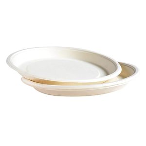 Platos redondos desechables de bagazo de caña de azúcar 100% orgánicos de 12 pulgadas, biodegradables, de fabricante y proveedor indio. - Product Image 1