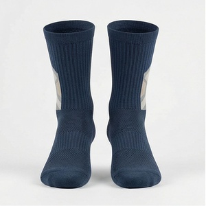 Crew <b>Socks</b> Navy Blue Plaid Pattern Breathable <b>Running</b> Sports <b>Socks</b> for Adults Spring Season - Product Image 1
