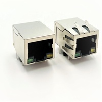 Connecteur femelle RJ45 LITE 1*1 port, transformateur LED, configuration 8p8c, haute performance, noir, conforme RoHS, à souder/presseur