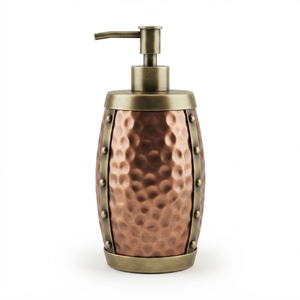 Art Deco Copper <b>Soap</b> Dispenser Antique Finish Metal <b>Hand</b> Sanitizer Lotion Pump Bottle <b>Refillable</b> Countertop Liquid Bathroom Set - Product Image 5