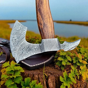 Hache Tomahawk en acier de Damas avec manche en bois pour la survie et l'utilisation en extérieur - Product Image 6