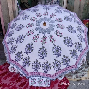 Sombrillas de jardín impresas a mano, parasoles de jardín, sombrillas para exteriores, sombrillas decorativas para bodas, parasoles tribales hechos a mano en India. - Product Image 2