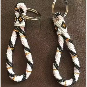 Multi-Design Vintage Inspired <b>Leather</b> <b>Keychain</b> with Bead Embroidery & Decorative Charm Key Holder for Handbag Accessory - Product Image 3