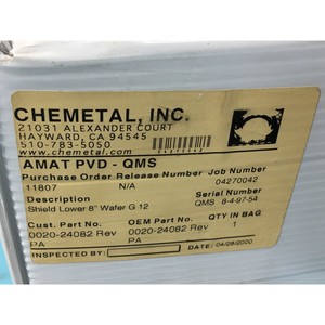 AMAT 0020-24082 PROTECCIÓN INFERIOR TIPO OBOE DE 8 PULGADAS G 12, 152433 - Equipo y Piezas de Semiconductores de Confianza de la Marca Global Legacy - Product Image 5