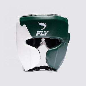 Latest Hot Selling Fly Green <b>White</b> Boxing Lace Up Sparring Set with Boxing Gloves Headgear Groin Guard Made With Real <b>Leather</b> - Product Image 2