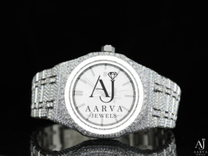 Montre mécanique en acier inoxydable glacé, cristal saphir, analogique, bracelet à maillons incrusté de diamants de 20 mm, bijoux de luxe pour femmes - Product Image 3