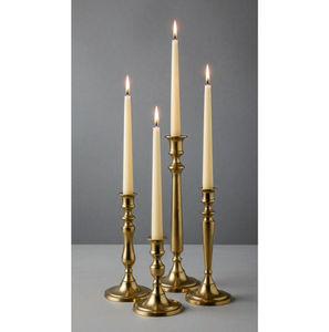 Elegant Brass Finish Candle Stand Metal <b>Tall</b> Tapered <b>Candlestick</b> Holder for Romantic Dinner Party Event Decorative Centerpiece - Product Image 2