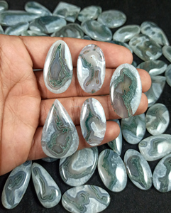 Wholesale Natural Green Moss Agate Rare Solar Quartz Smooth Loose Gemstone Cabochon for Jewelry Making Natural Solar Quartz - Product Image 1