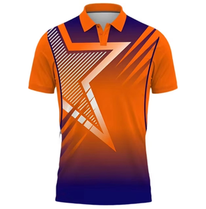 Men's Short Sleeve <b>Polo</b> Shirt Geometric Print <b>Orange</b> Purple Gradient Quick Dry Knitted Polyester Sporty Regular Fit - Product Image 1