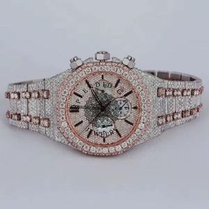 APPEDG JEWELRY Diamond <b>Watch</b> 28mm Silver/Moissanite <b>Case</b> Sapphire Crystal ETA Quartz Movement Chronograph Luxe Style Deployment - Product Image 1