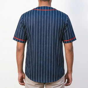 Camiseta de Béisbol a Rayas para Hombre, Manga Corta, Cierre de Botones, Transpirable, de Poliéster, Corte Regular, para Todas las Temporadas - Product Image 6