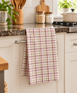 Paño de Cocina a Cuadros Marrón Beige, Tejido 100% Algodón, Anti-Desgarro, Sostenible, Moderno, Lavable, Textil para el Hogar - Product Image 2