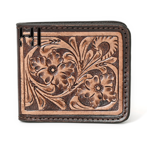 Portefeuille Hipster en Cuir de Vachette Naturel Personnalisé de Luxe Style Western pour Hommes – Portefeuilles en Cuir en Gros - Product Image 1